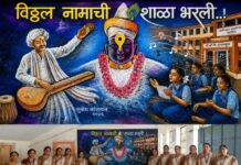 रंगरेषांतून साकारली विठूमाउली; भक्ती, संस्कार आणि शिक्षणाचा अद्वितीय संगम श्री. गो. से. हायस्कूलच्या फलकावर खुलला